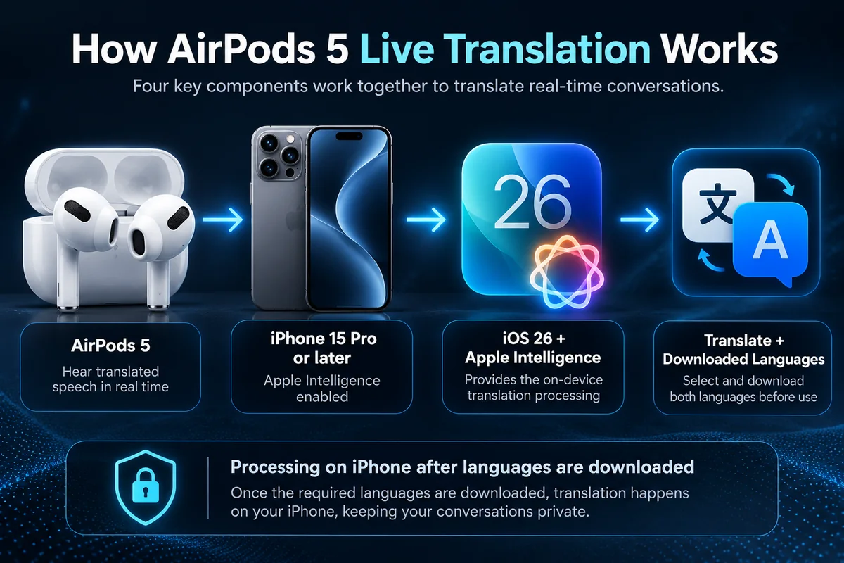 How AirPods 5 Live Translation works with iPhone Apple Intelligence and downloaded languages