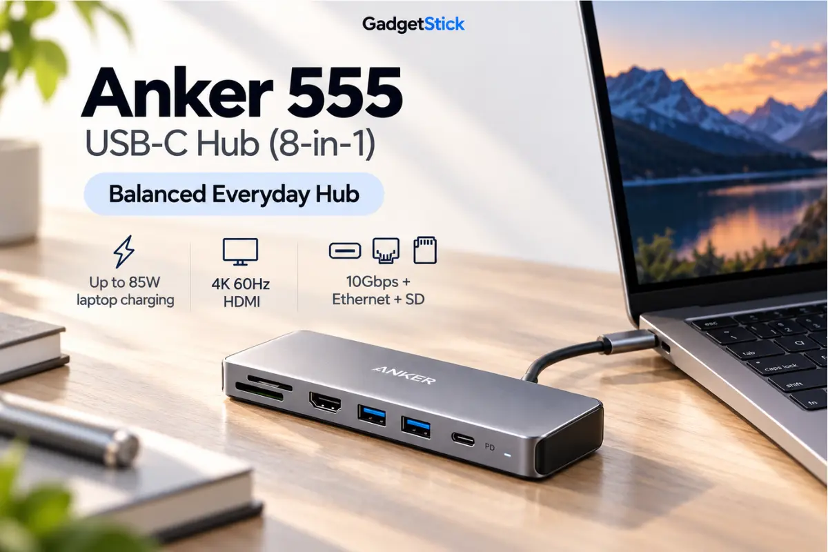 Anker 555 USB-C Hub 8-in-1 for laptop charging and everyday connectivity