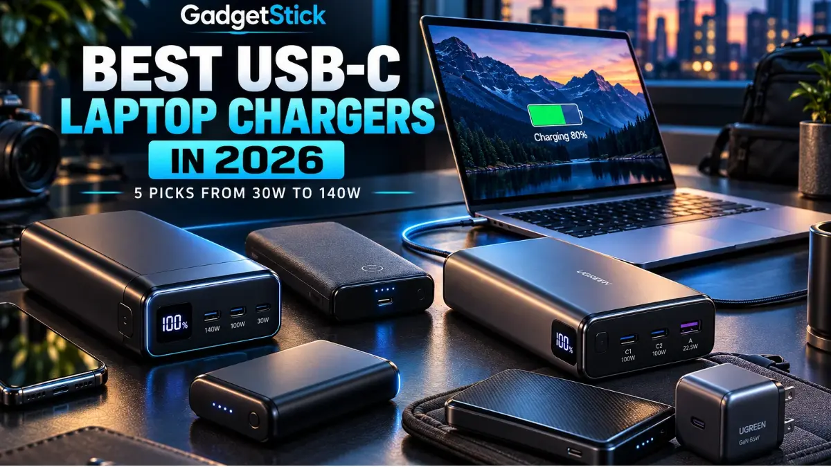 Best USB-C laptop chargers in 2026 featured image showing power banks and chargers for laptops