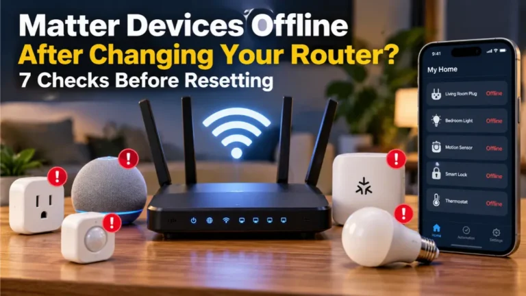 Matter devices showing offline in smart home app after changing a Wi-Fi router