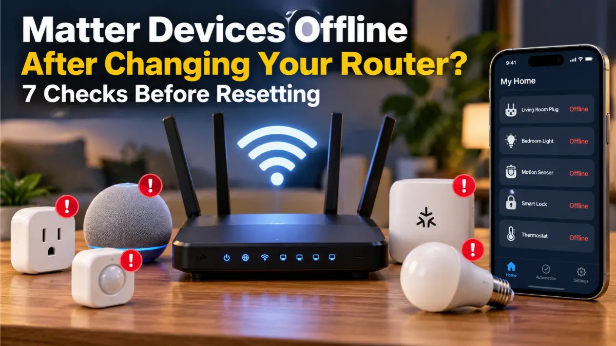 Matter devices showing offline in smart home app after changing a Wi-Fi router