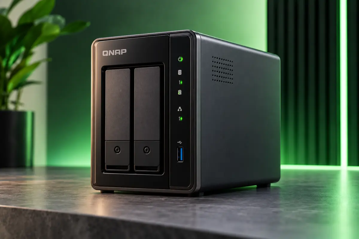 QNAP TS-264-8G 2-bay NAS in premium studio lighting