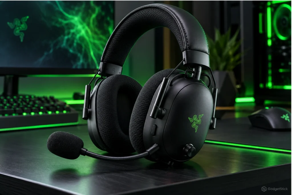 Razer BlackShark V3 Pro wireless gaming headset with detachable boom microphone