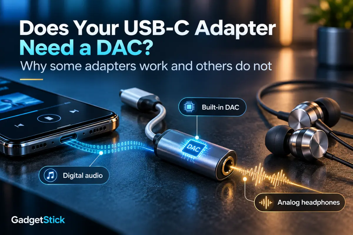 USB-C to 3.5mm adapter with built-in DAC for Android audio