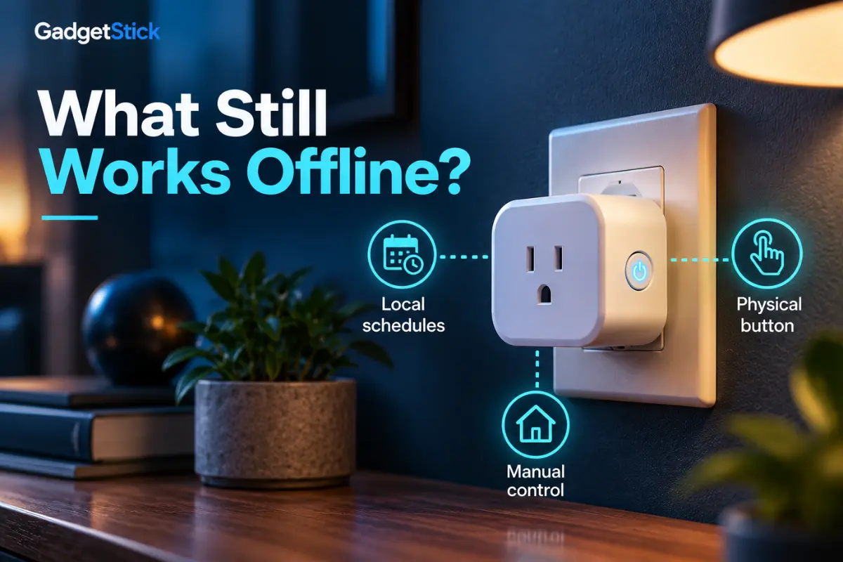 Smart plug features that may still work offline including local schedules manual control and the physical button