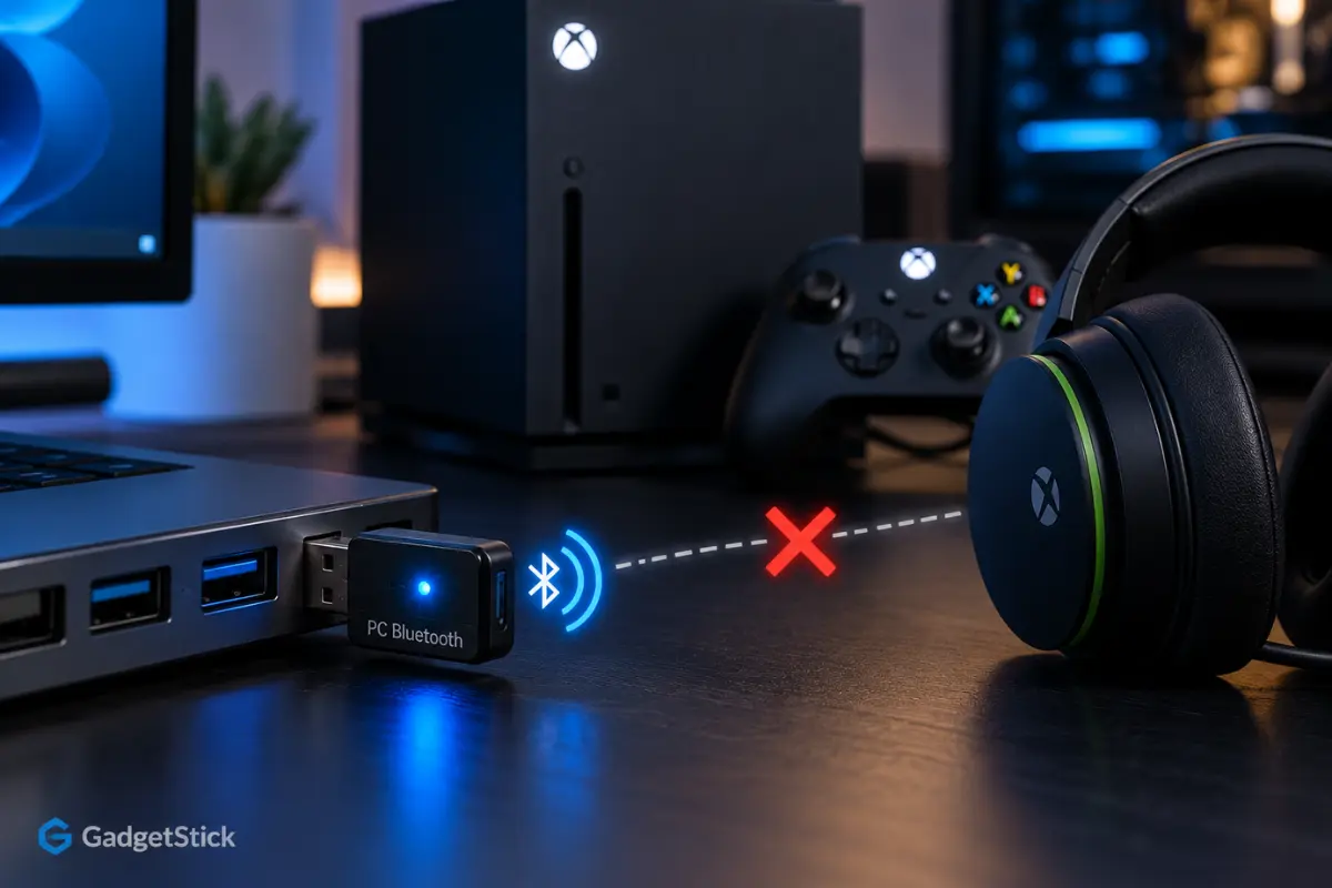 Generic PC USB Bluetooth adapter unable to connect wireless headphones to an Xbox console.